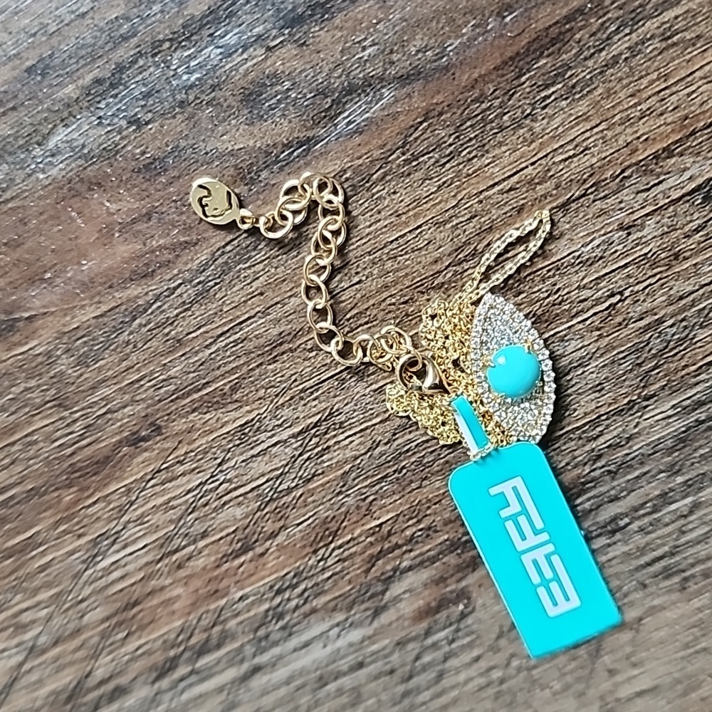 Effy 14k yellow gold diamond turquoise necklace - Picture 3 of 4